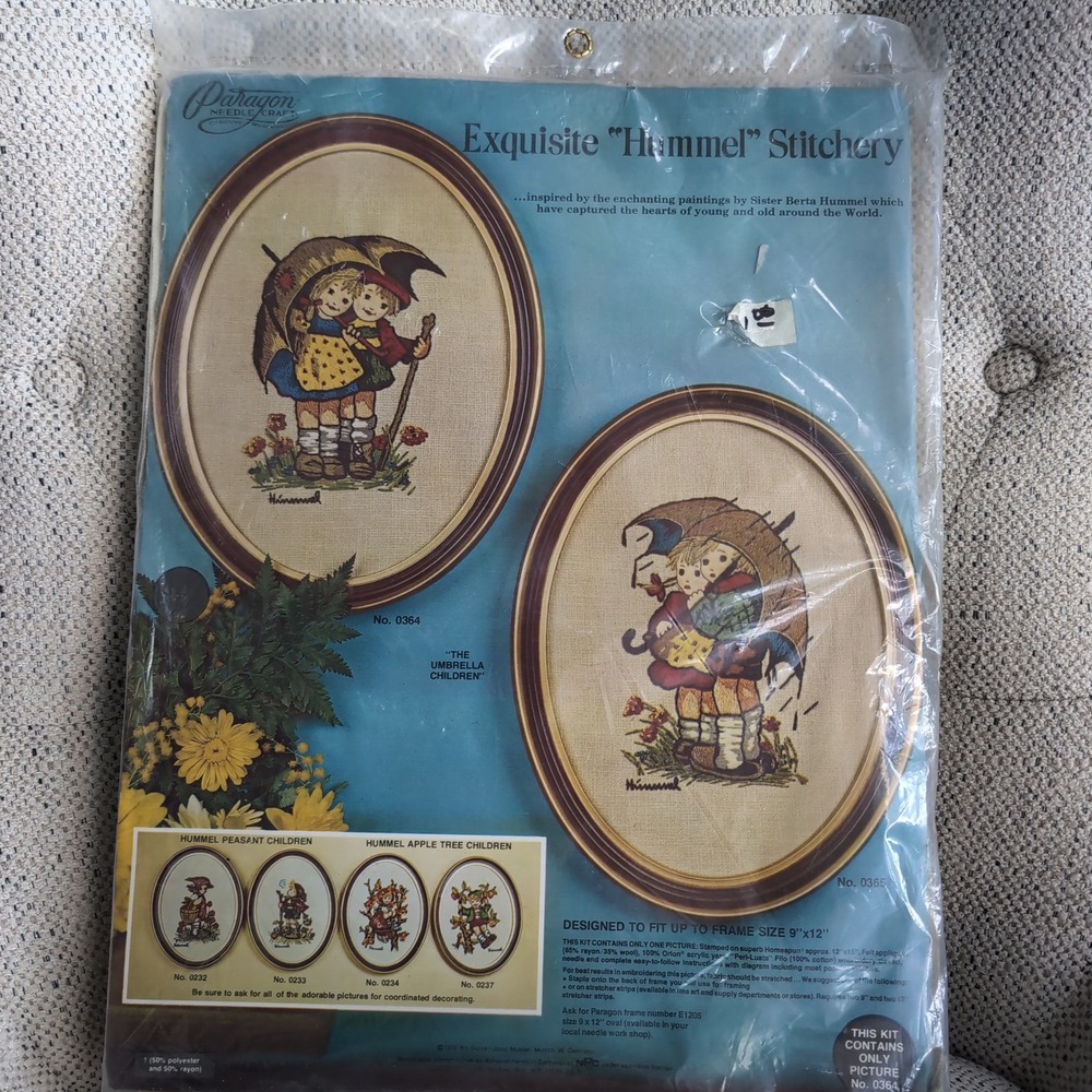 Vintage Paragon Hummel Stitchery Kit #0364 The Umbrella Children 1976 Crewel NOS